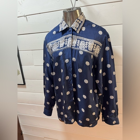 ❣️DIANE GILMAN silk shirt  M - Picture 3 of 12